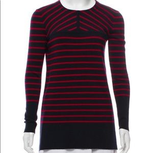 TORY BURCH Striped Navy/Red Tunic Sweater